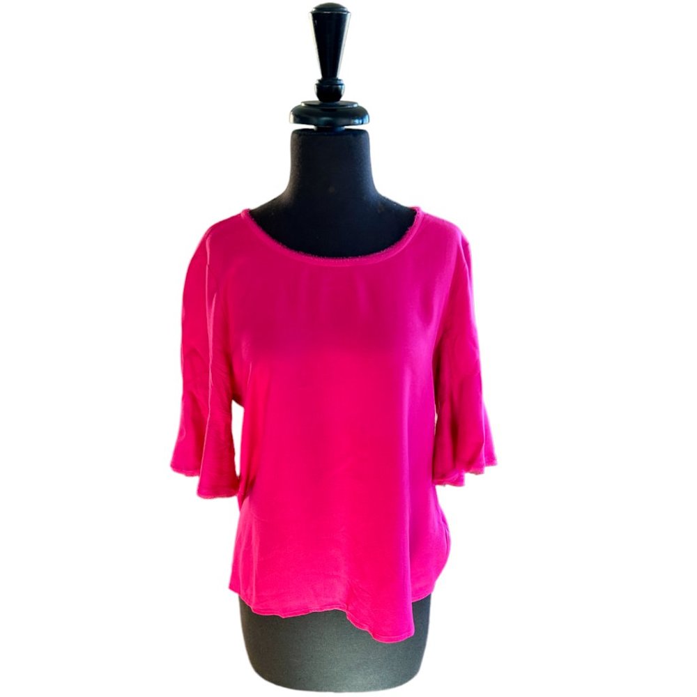 Ella Moss Hot Pink Short Flutter Sleeved Top Size M